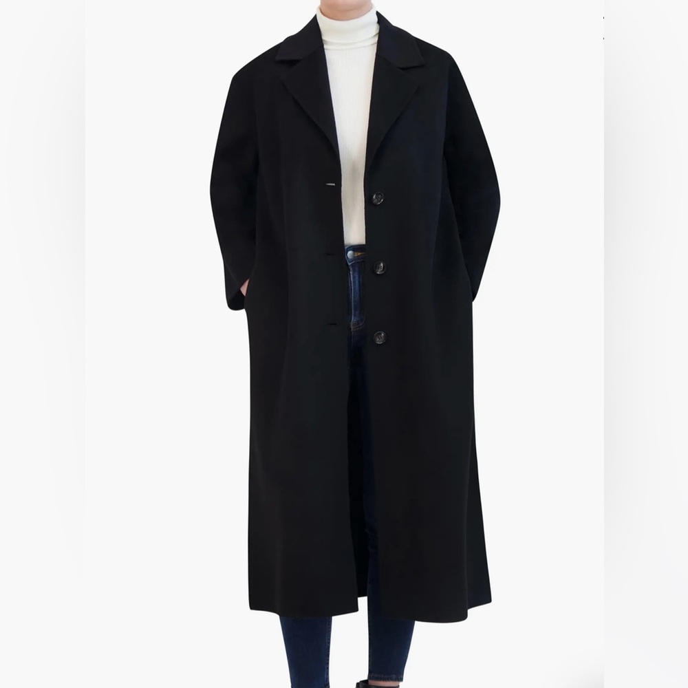 Rebecca Minkoff Relaxed Double Face Black Wool Blend Coat-M - Picture 3 of 11